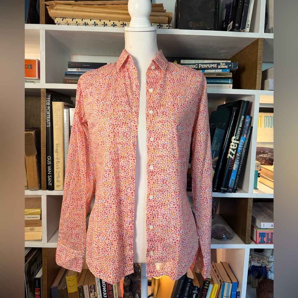 Women’s Pink Floral Button-Up Shirt - Lightweight Long Sleeve Top